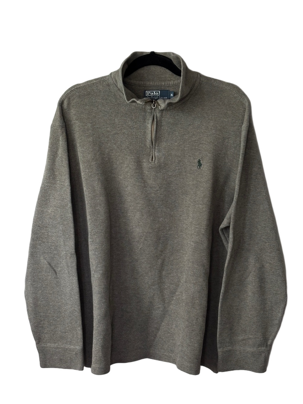 Polo Ralph Lauren Gray Quarter Zip Sweater XL Vintage Preppy Old Money